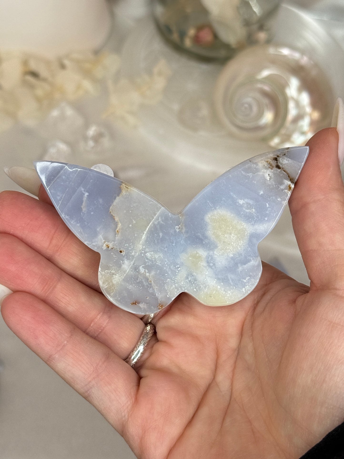 Papillons 2D - calcédoine bleue