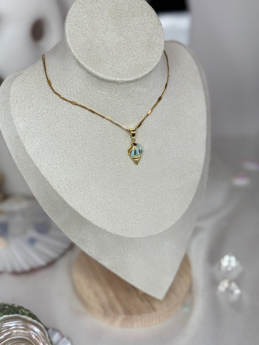 Pendentif coquillage larimar