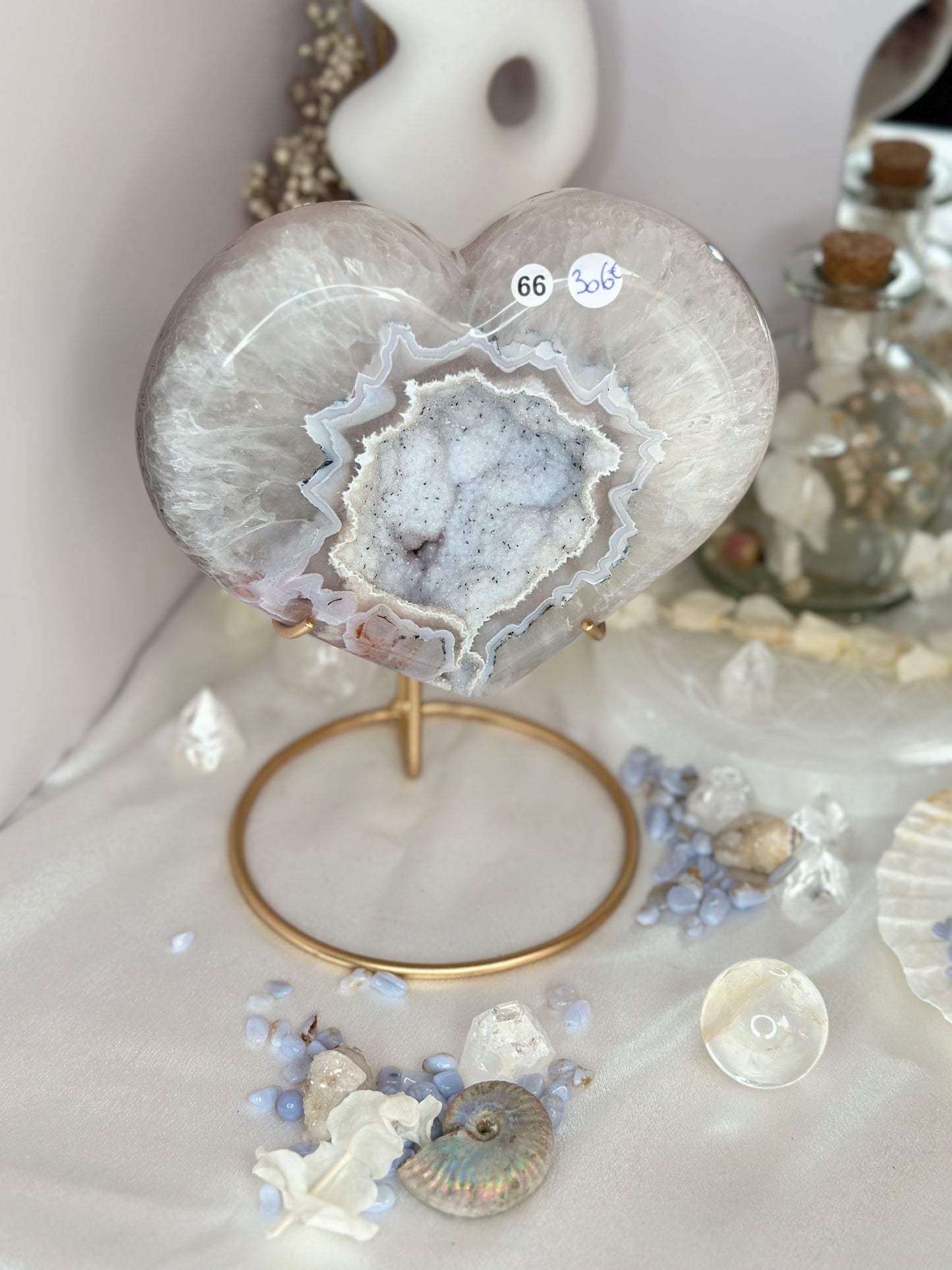 Cœur en agate du Brésil - avec socle