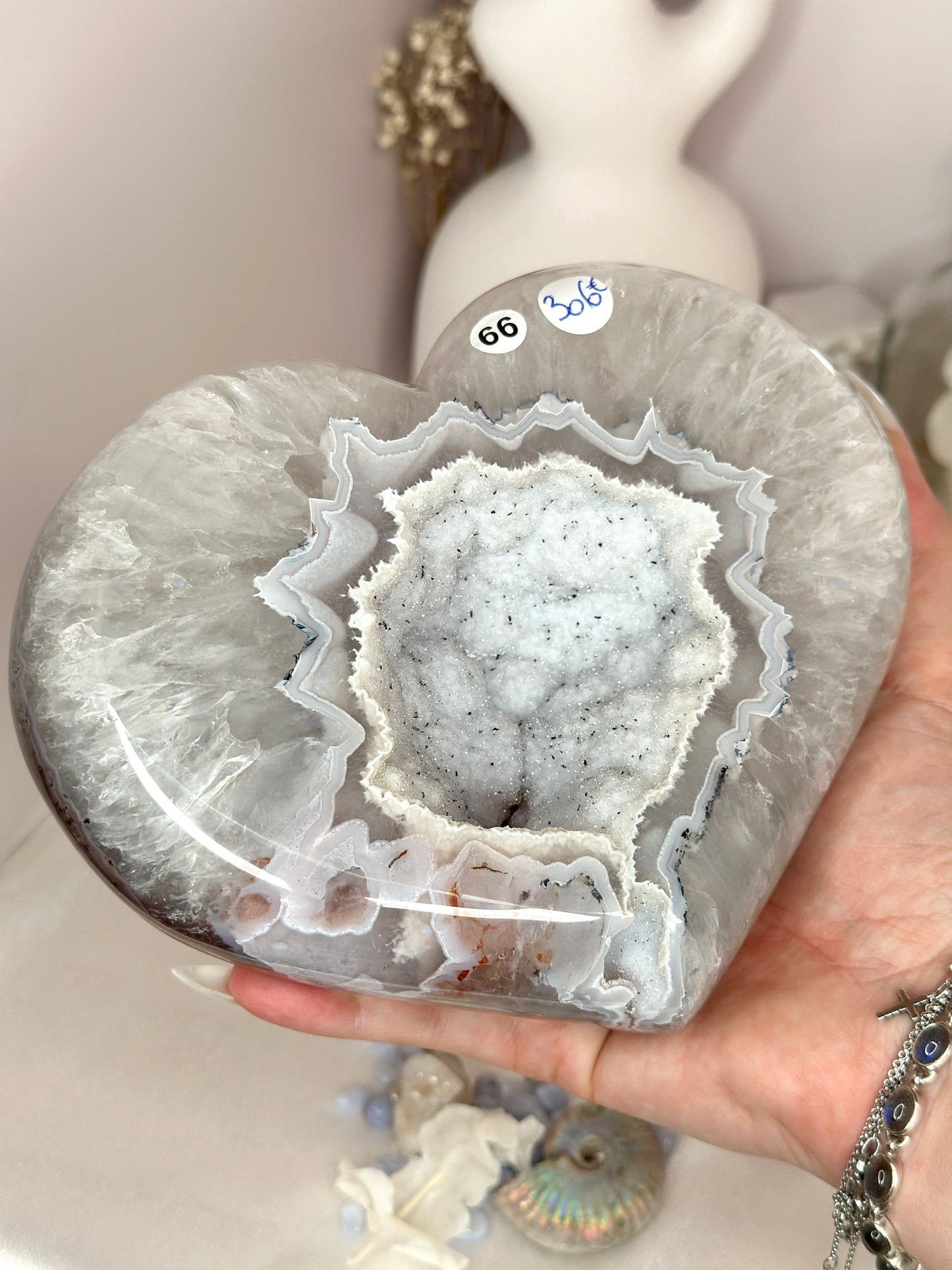 Cœur en agate du Brésil - avec socle